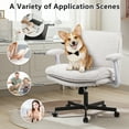 thumbnail image 3 of Criss Cross Desk Chair with Wheels and Flip Arms, Thick Padded Wide Seat Office Chair, Fabric Cross Legged Office Chair for Home Office, Mid Back Swivel Makeup Vanity Chair, 3 of 8
