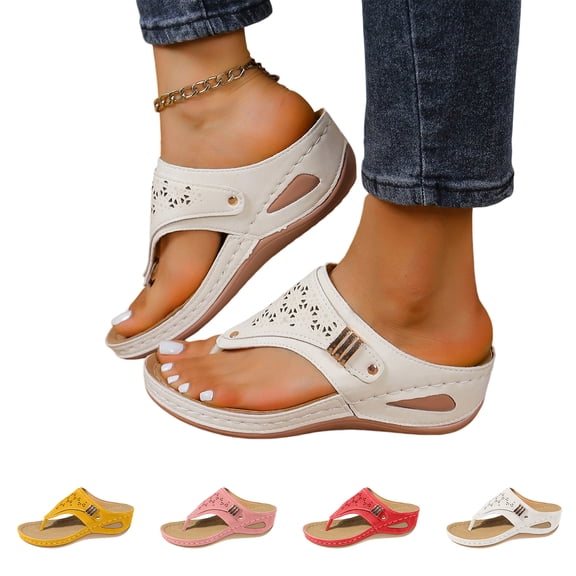 Orthopedic Sandals for Women 2026 Dressy Wide Width Flip Flops with Arch Support Comfortable Sandals Casual Summer Beach Wedge Non Slip Flip Flops,41