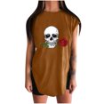 thumbnail image 4 of Moda Retro Moda Casual Cuello redondo Manga corta Ranura Estampado Camiseta Top Pompotops hkajfhjk460801, 4 of 9