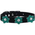 thumbnail image 2 of Flower Leather Collar Black With Jade Flowers Size 12, 2 of 2