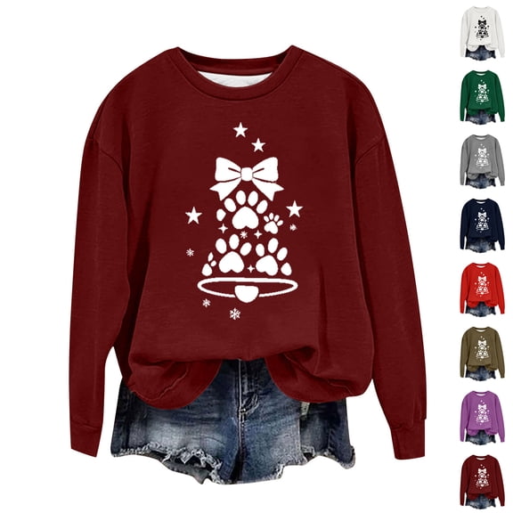 Feancey Plus Size Christmas Sweatshirts for Women Holiday Novelty Print Crewneck Pullover Lightweight Long Sleeve Loose Sweatshirt Fashion Gift Ideas Green 5XL