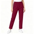 thumbnail image 2 of LIaqionyy Women's Baggy Pants Elastic Waisted Straight Leg Loose Casual Work Solid Color Trousers with Pockets, 2 of 8