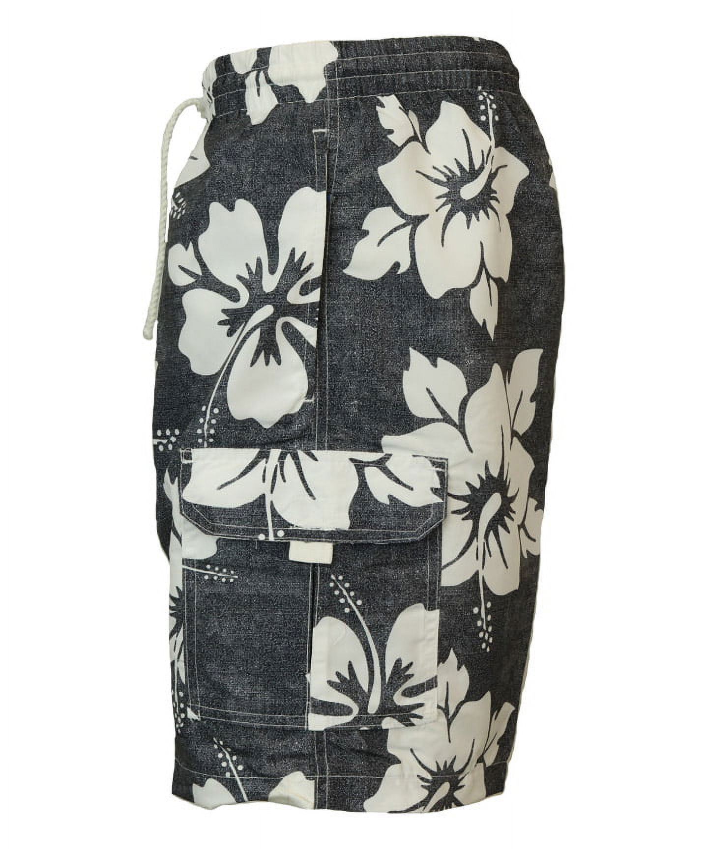 Surf Ave. Men's Surfer Swim Trunks No Grommets - Black Hibiscus - Medium