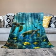 thumbnail image 2 of Wuche Sea TurtleThrow Blanket, Ocean Under Water World Sea Turtle Tropical Fish Coral Reef  Blanket Soft Plush Blanket, 2 of 6