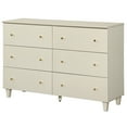 thumbnail image 6 of 6 Drawers Dresser for Bedroom, Modern Wide Double Dressers with Chest of Drawers, Wood Closet Organizer, Beige Faux Linen Finish, 6 of 7