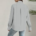 thumbnail image 5 of Heisall Womens Blouses Solid Color Lapel Collar Long Sleeve Button Front Puff Sleeve Shirts, 5 of 7