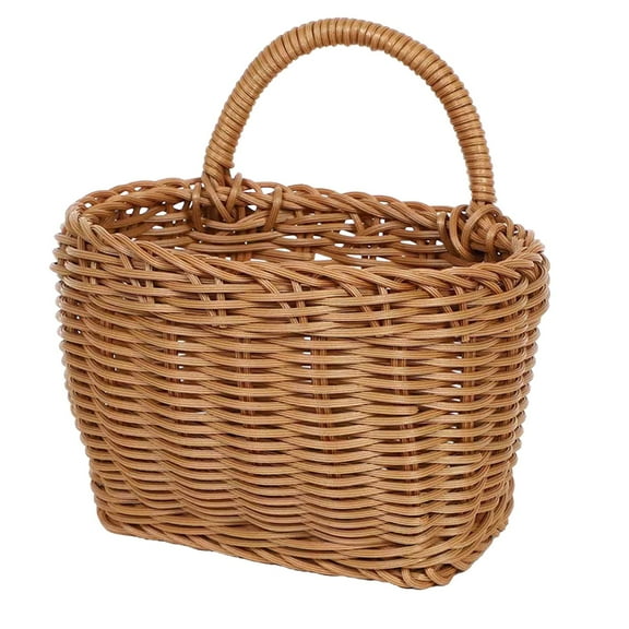 Woven Hanging Wicker Basket for Front Door, Handmade Rattan Hanging Wall Baskets for Garden Farmhouse Home Kitchen (L)