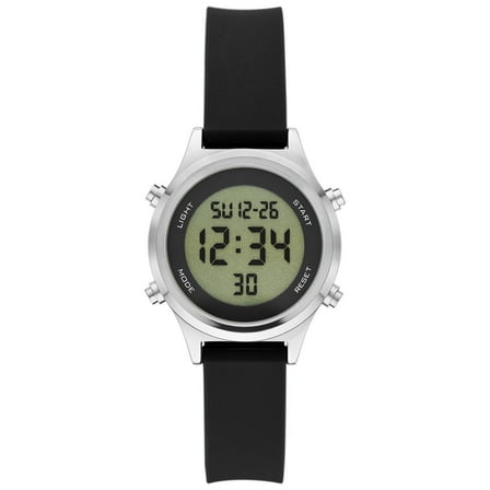 Time and Tru Women's Silver Tone Digital Watch with Silicone Strap (FMDOTT090)