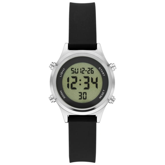 Time and Tru Women's Silver Tone Digital Watch with Silicone Strap (FMDOTT090)
