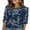 Blue, variant on Womens Blouses 3/4 Length Sleeve Crew Neck Button Fashion Clothing Spring Summer Tops Lightweight Business Casual Outfits
