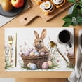 thumbnail image 2 of Easter Rabbit Placemats Set of 12, Vintage Basket Pink Blue Yellow Eggs Spring Flower Leaf Non-Slip Place Mats Washable Table Mats for Kitchen Dining Table Decorations Indoor/Outdoor, 2 of 9