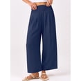 thumbnail image 2 of Pantalones Palazzo ANRABESS para mujer, cintura alta, pierna ancha, azul marino, 2 of 6