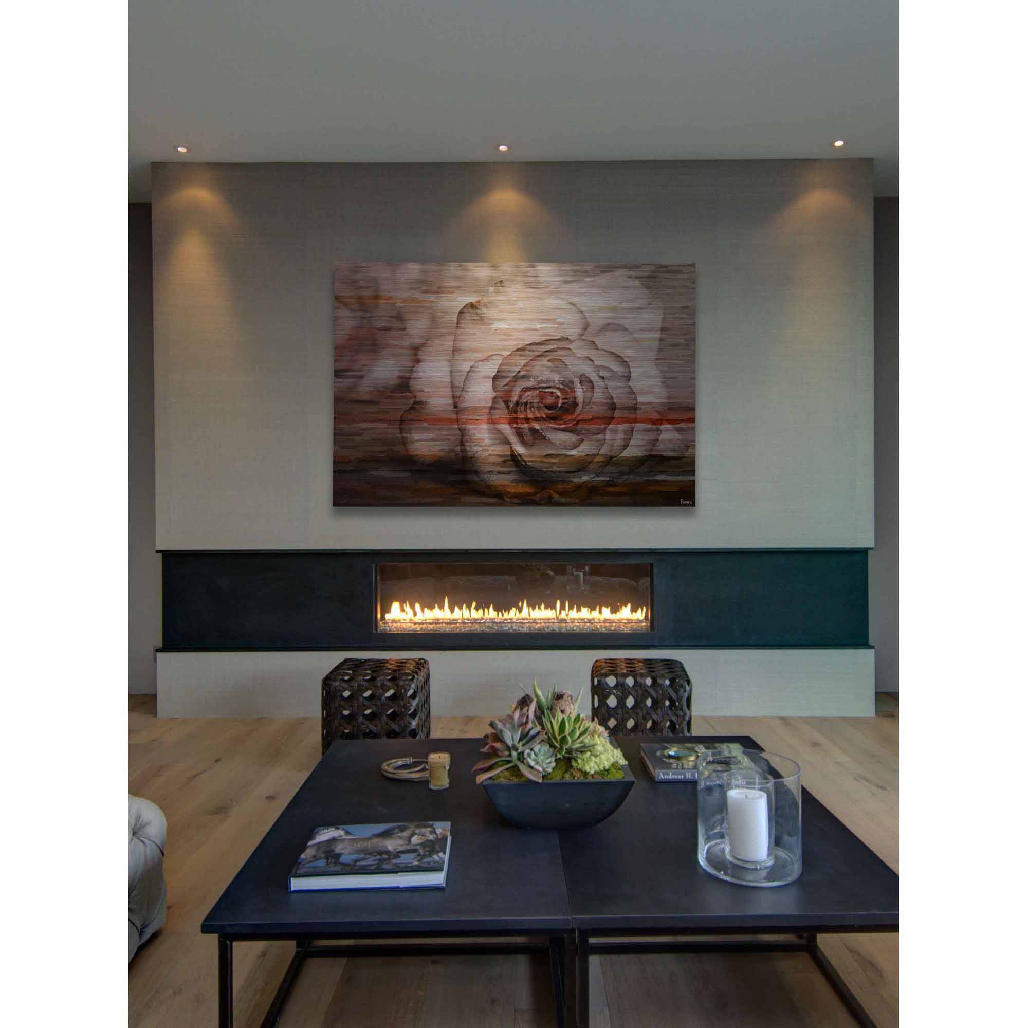 Parvez Taj  'Sleeping Rose' Painting Print on Brushed Aluminum 18 x 12