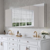 ANGELES HOME 80" x 30" Rectangle Medicine Cabinet Mirror, Surface Mount or Recessed Medicine Cabinet with Tempered Mirror, Anodized Aluminum Frame, Bathroom Mirror with Storage, Four Opening Door