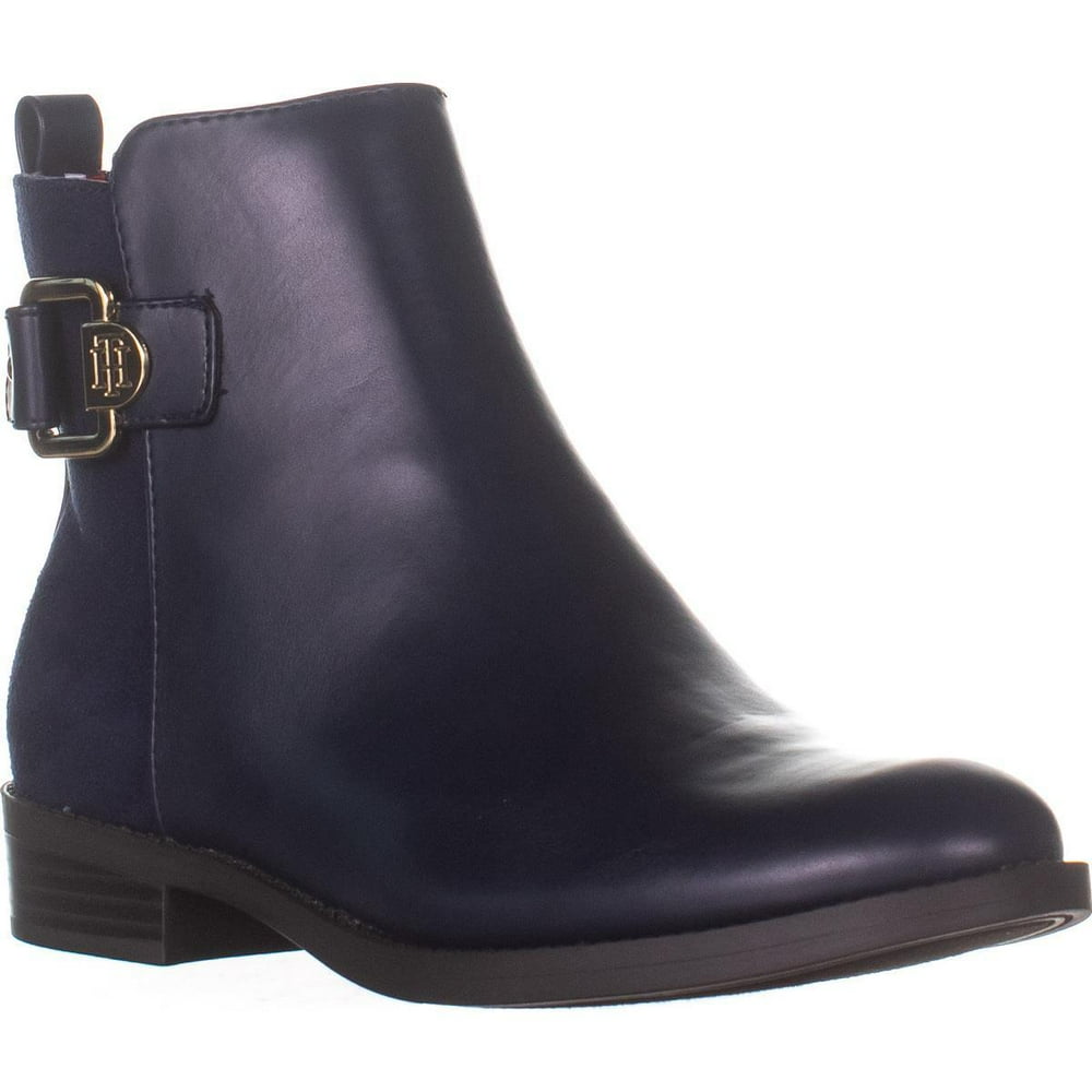 tommy hilfiger logo buckle ankle boot