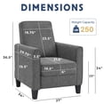 thumbnail image 3 of Mudah Fabric Upholstered Push Back Reclining Chair, Gray, 3 of 9