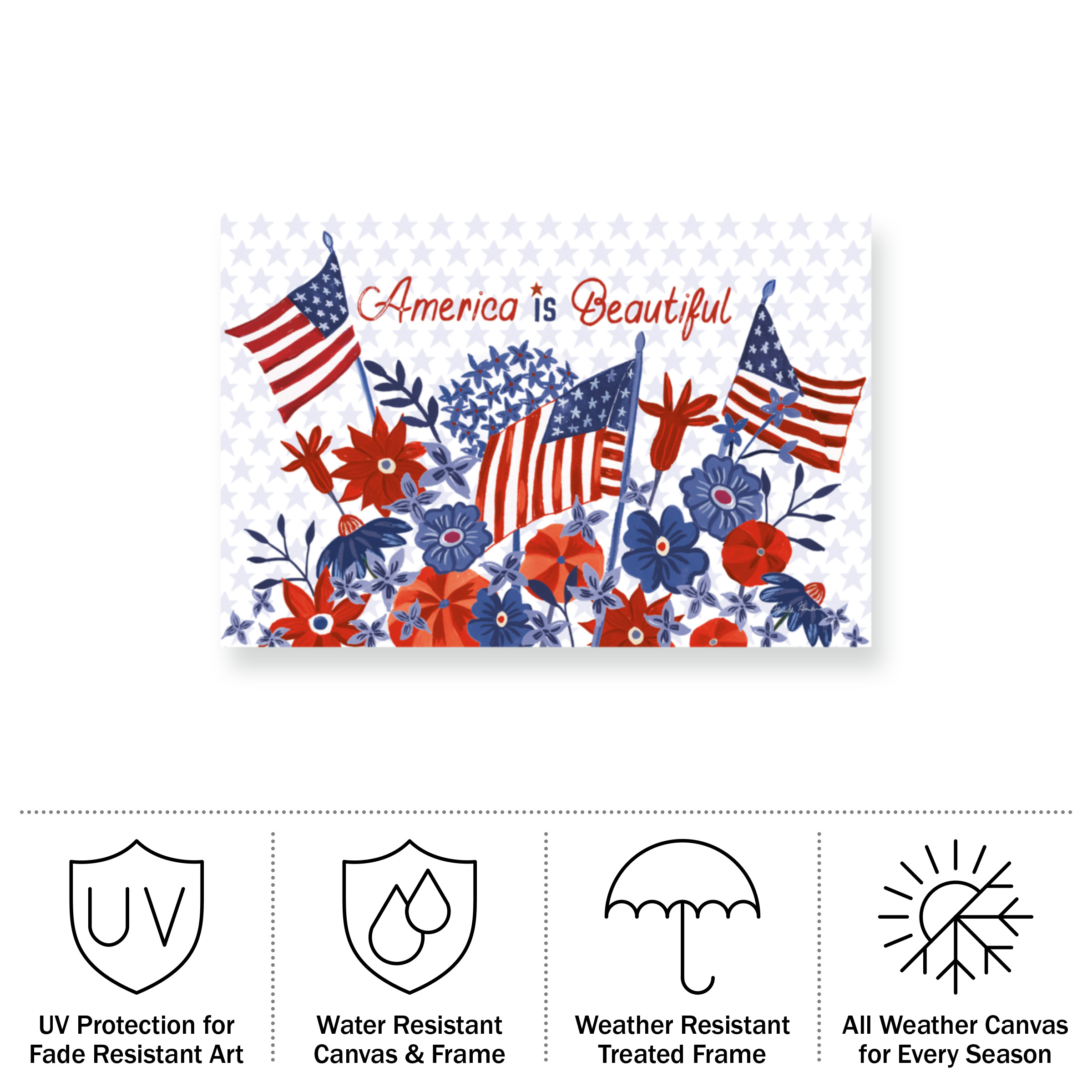 Farida Zaman 'America The Beautiful I Flag' Outdoor Canvas 30x22