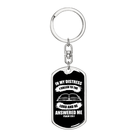 I Called To The Lord Christian Stainless Steel or 18k Gold Premium Swivel Dog Tag Keychain
