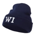 thumbnail image 2 of WI Wisconsin State Embroidered Cuff Beanie - Navy OSFM, 2 of 5