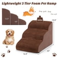 thumbnail image 3 of Pefilos 23" Pet Stairs for Small Dogs, 3-Step Dog Ramp for Beds and Couch, Non-Slip Balanced Indoor Step, Brown, 3 of 8