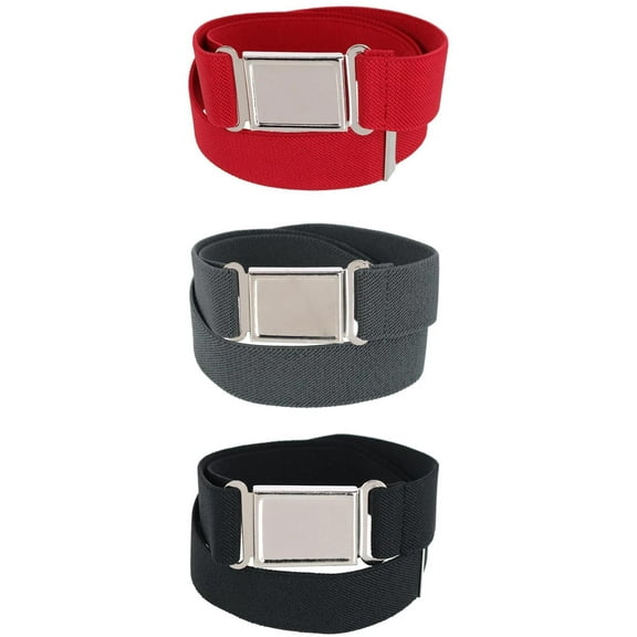 CTM Kids' Adjustable Elastic Belt with Magnetic Buckle (Pack of 3 Colors)