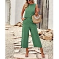 thumbnail image 2 of Women's Cotton and Linen blend 2-Piece Set: Sleeveless Crop Top & Wide Leg Pants  Summer Outfit Size Up for Relaxed Fit S-XL, 2 of 8