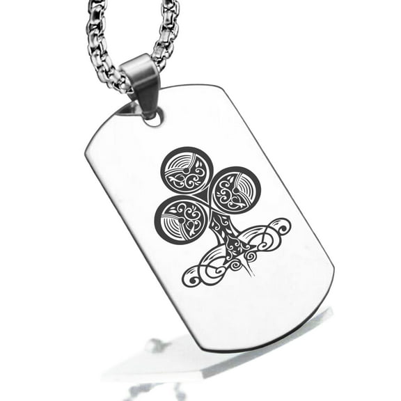 Stainless Steel Club Card Suit Dog Tag Pendant Necklace