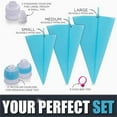 thumbnail image 6 of Pastry Bag and Coupler Set: Frosting Kit for Cake D rating - 3 Reusable Silicone Icing Piping Bags, 4 Standard Tricolor Couplers, and 6 Icing Bag Ties, 6 of 6