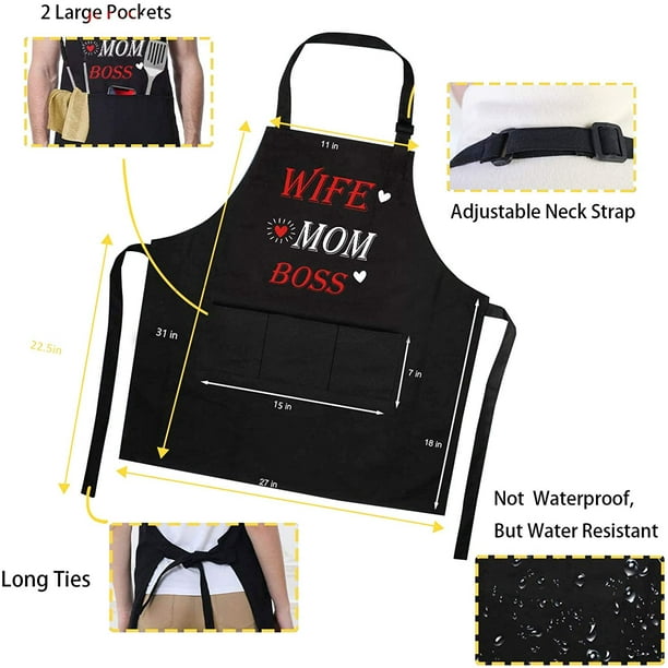 Apron Wife Mom Boss, Kitchen Apron With Three-section Pocket, Mommy, Mama,  Cooking Gift for Mothers Day, Mom Life 