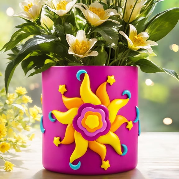 GUGUGO Sun Moon Colorful Planters, Funny Flower Pots with Drainage, Rainbow Small Planters Pots for Indoor Plants, Modern Home Decoration, Unique Gift for Plant Lover (Purple, 5 in)