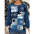 thumbnail image 1 of Jersey de Navidad para mujer, blusa suelta, sudaderas para mujer, camisetas de manga larga de Navidad (azul XL), 1 of 2