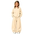 thumbnail image 3 of Angala 2 Piece Outfits For Girls Long Sleeve Cozy Hooded Sweatshirt With High Wwaist Pants With Back Pocket Set Girls Fall Season Wear Clothes, 3 of 6