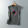 thumbnail image 5 of Wycnly Womens 4th of July Tank Tops Loose Fit Racerback Vest Independence Day Patriotic Tshirts Summer Fashion Sunflower American Flag Print Round Neck Sleeveless Blouse Gray l, 5 of 6