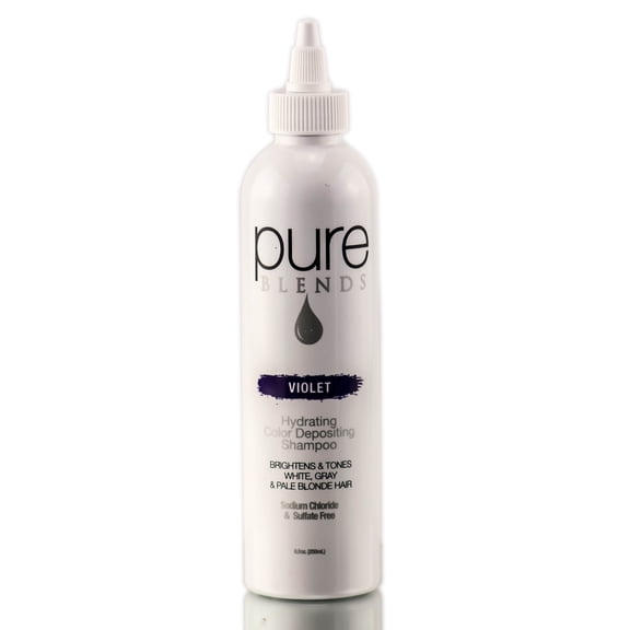 Pure Blends Violet Hydrating Color Depositing Shampoo Brighten & Tone Color Faded Hair Semi Permanent Hair Dye Prevents Color Fade Extend Color Service on Color Treated Hair 8.5 Oz.