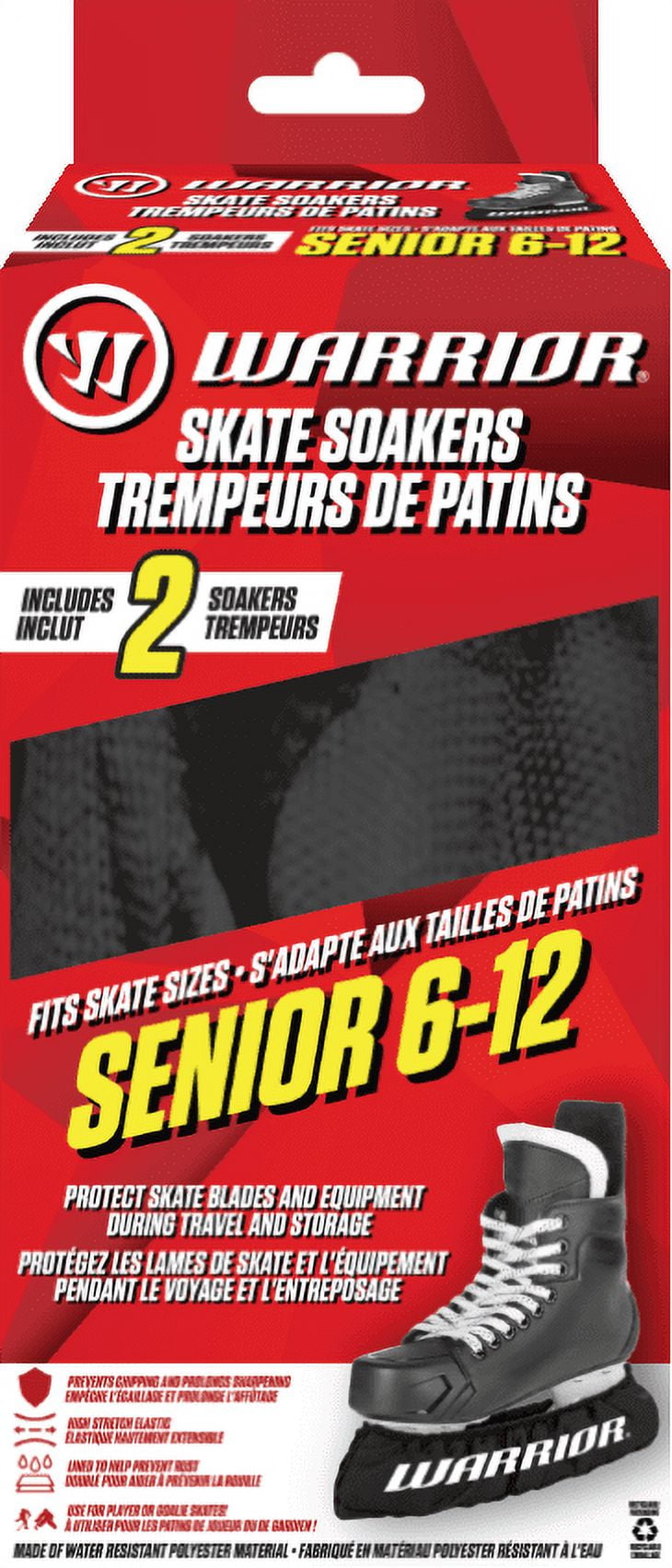 Warrior Skate Soakers Set of 2 - Senior - Sizes 6-12 - Black - For Ice Hockey Skate Blade Protection