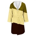 thumbnail image 4 of MEICHEN Womens Fleece Plush Robe With Hood Long Soft Color Block Pockets Loungewear Luxurious Flannel Bathrobe for Women, 4 of 5