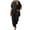 Black, variant on Womens 2 Piece Lounge Set Plus Size Solid Color Short Sleeve Tops Pant Loungewear Sets Casual Loose Sweatsuit (Black 4XL)