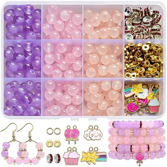 Glass Bead Set, 8 mm Crystal Gemstone Rondelle Beads for Bracelet Making in 3 Colors, 135 Pcs
