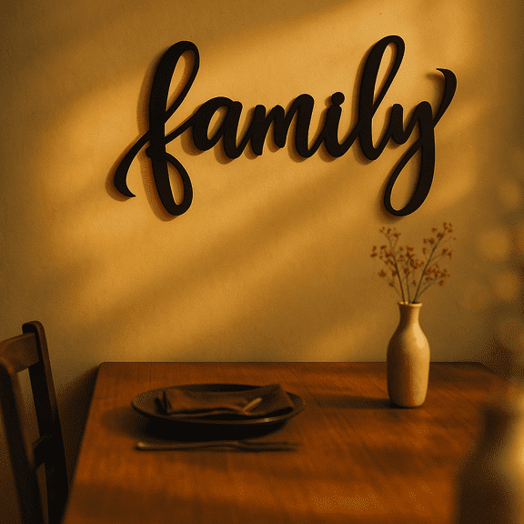 1PC Black Family Sign - Heavy Iron Happy Family Wall Art Family Wall Sticker for Home Living Room Decoration Hanging Wall Art Suitable for Modern Home Decor