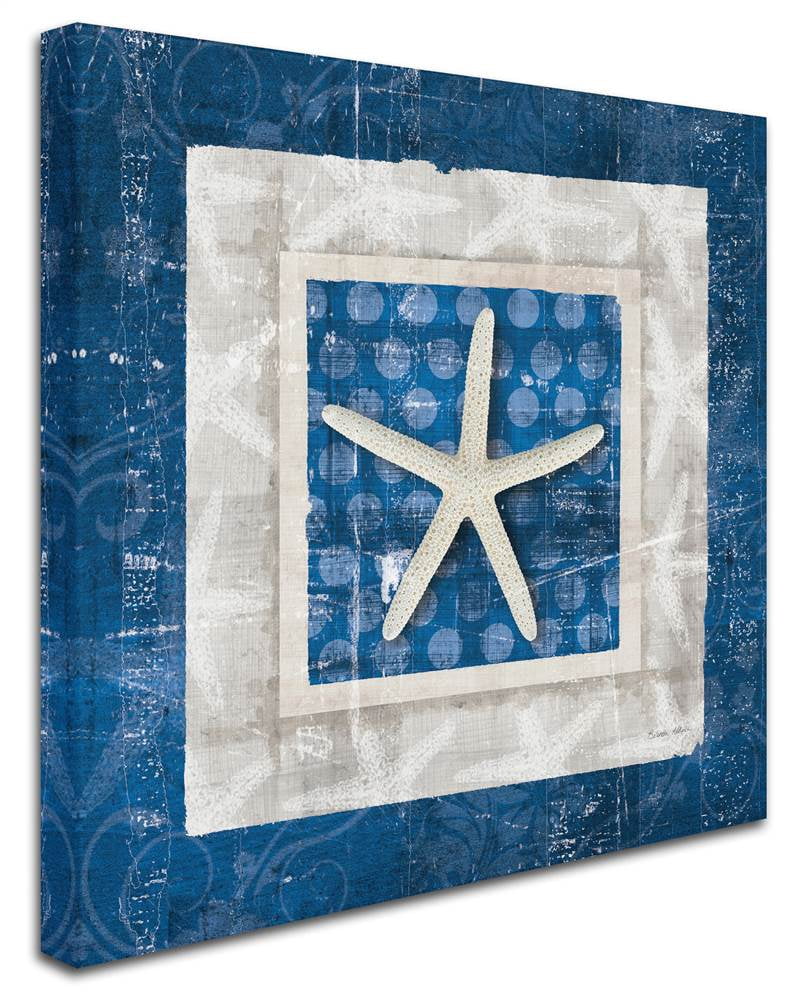 Trademark Fine Art "Sea Shell IV on Blue" Canvas Art by Belinda Aldrich