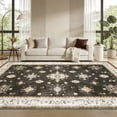 thumbnail image 2 of Brown 8x10 Living Room Area Rug,Washable Vintage Carpet Non Slip Indoor Rug, Retro Traditional Accent Throw Low Pile Large Rug for Farmhouse, Office, Bedroom, Dining Room., 2 of 10