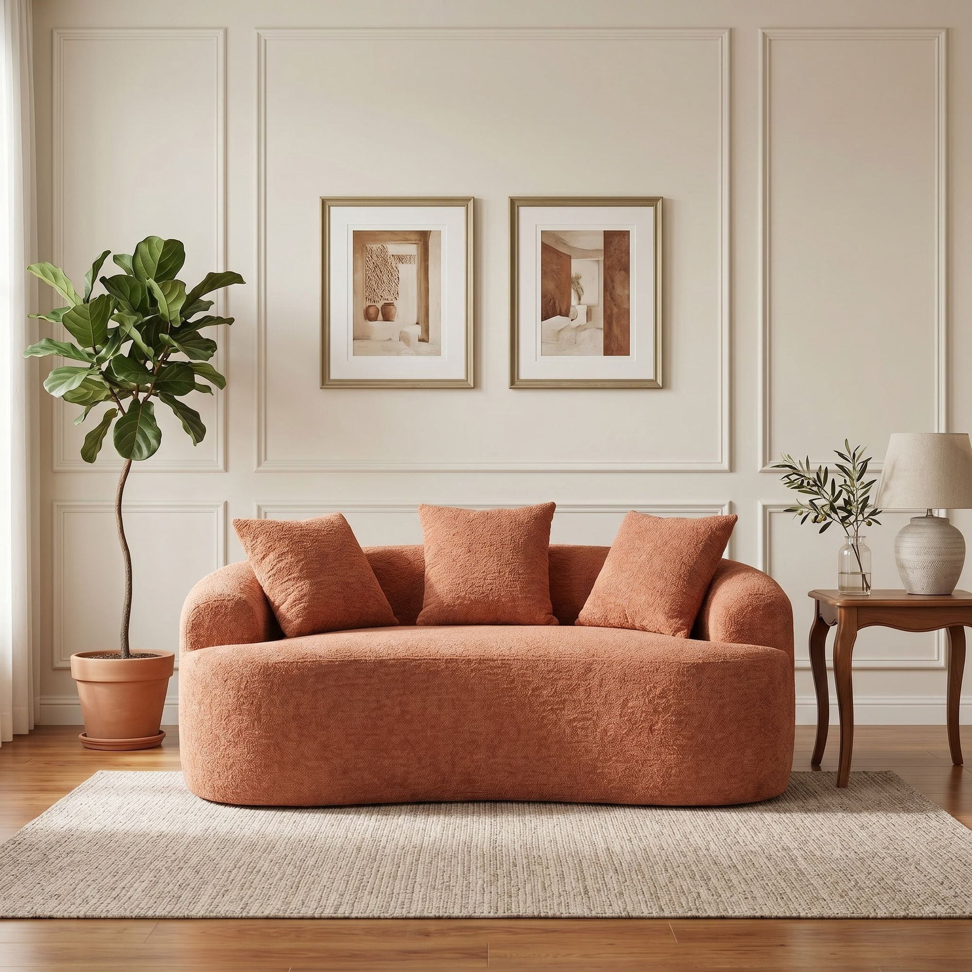Sailvan Curved Loveseat No-Assembly Chenille Sofa for Small Spaces