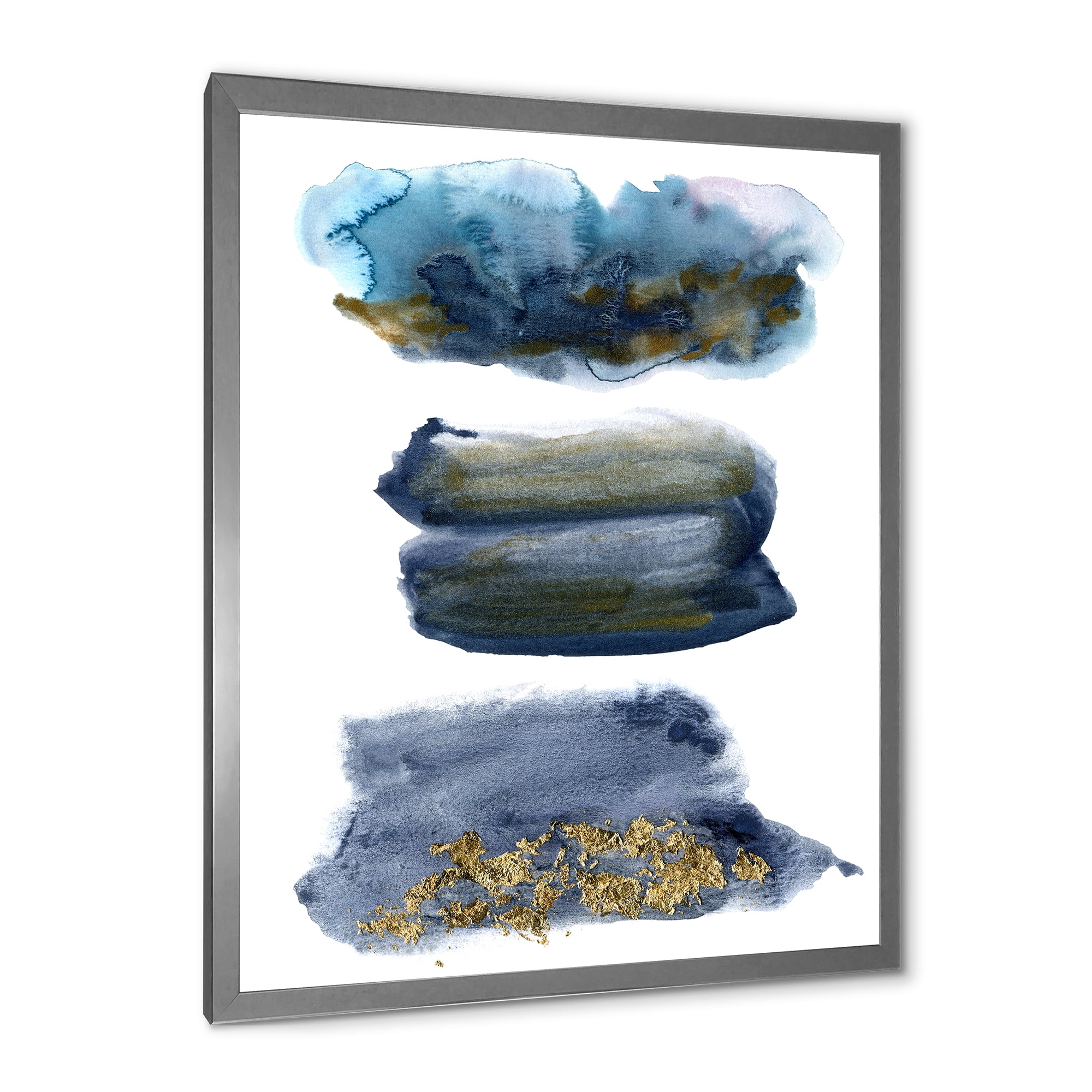 Designart 'Abstracts Clouds With Golden Touches' Modern Framed Art Print