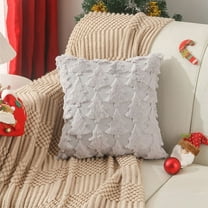 Christmas Pillow Covers 18 x 18 Set of 2 Gray Christmas Tree Pillow Cases Plush Faux Fur Soft Cushion Case for Winter Xmas Holiday Home Bedroom Sofa Decors
