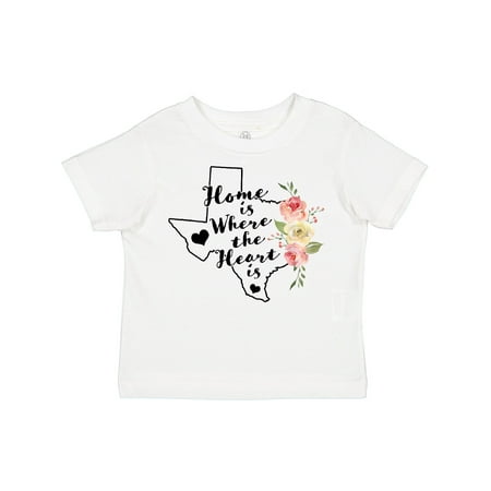 

Inktastic Texas Home is Where The Heart is with Watercolor Floral Girls Toddler T-Shirt