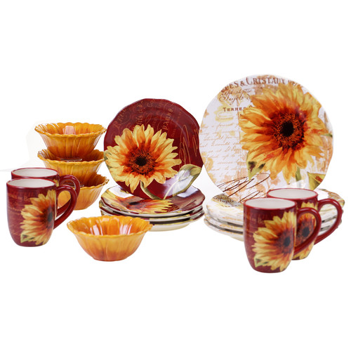 Certified International Paris Sunflower 16 Piece Dinnerware Set