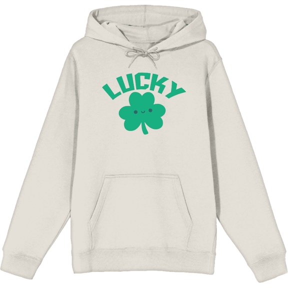 St. Patrick's Lucky Clover Sand Adult Long Sleeve Hoodie-Medium