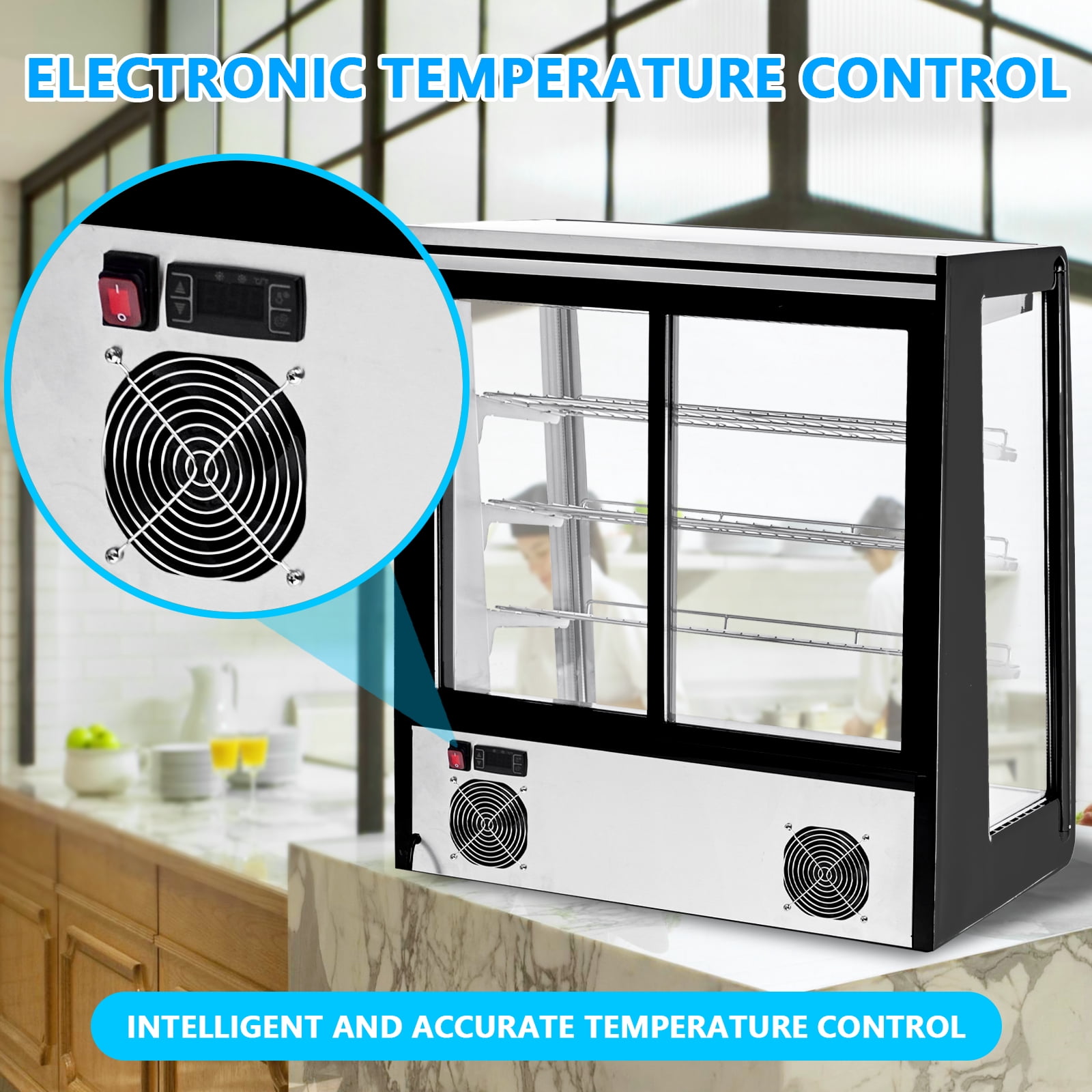 Festisoul Refrigerated Display Case, 7 Cu.Ft./196L Commercial Countertop Pastry Display Refrigerator, Frost-Free Showcase with LED, Showcase Cooler for Bakery Food Display