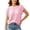 Pink, variant on Dpjklzsn Women's Crochet Open Knit Top, Short Sleeve Round Neck Casual Summer Sweater Shirt