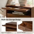 thumbnail image 5 of 3-Drawer Modern Nightstand with Open Compartment Charging Station Metal Knob for Bedroom Walnut, 5 of 9